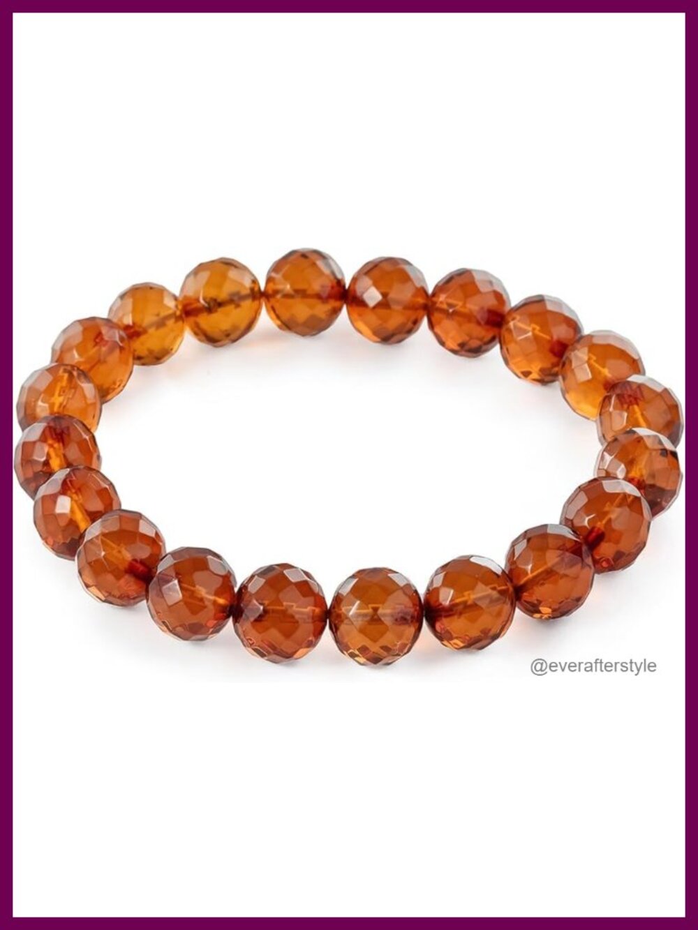 Natural Baltic Amber Stretch Bracelet Faceted Cube Beads Unisex Gift